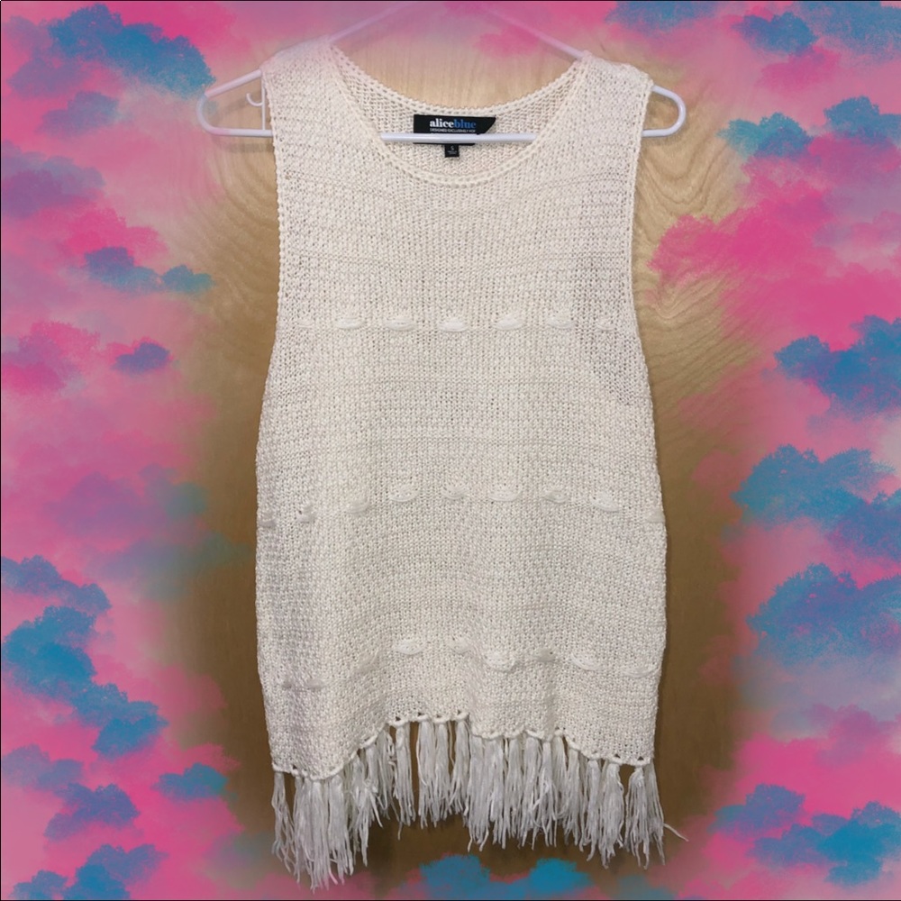 EXCLUSIVE Alice Blue Knit Tassel Tank
